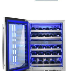 Landmark 24 Inch Wide 37 Bottle Dual Zone Wine Cooler with Alternating (Blue, White, Amber) LED lighting, Door Alarm, Touch Control Panel and Lockable Left Hinged Door L3024UI2WSG-LH