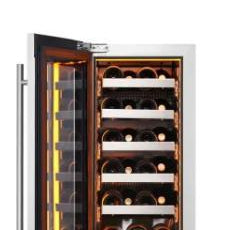 Landmark 15 Inch Wide 23 Bottle Capacity Single Zone Wine Cooler with Alternating (Blue, White, Amber) LED lighting, Door Alarm, Touch Control Panel and Lockable Left Hinged Door L3015UI1WSG-LH