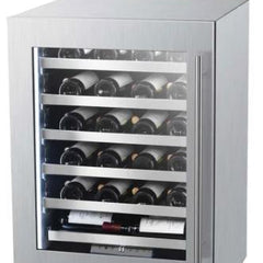 Landmark 24 Inch Wide 44 Bottle Capacity Single Zone Wine Cooler with Alternating (Blue, White, Amber) LED lighting, Door Alarm, Touch Control Panel and Lockable Left Hinged Door L3024UI1WSG-LH