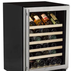 Marvel 24" Wide 45-Bottle Built-In Single Zone Wine Cooler with Incandescent Lighting, Metal Shelving and Right Door Hinging ML24WSG0RS