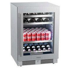 Landmark 24 Inch Wide 37 Bottle Dual Zone Wine Cooler with Alternating (Blue, White, Amber) LED lighting, Door Alarm, Touch Control Panel and Lockable Left Hinged Door L3024UI2WSG-LH